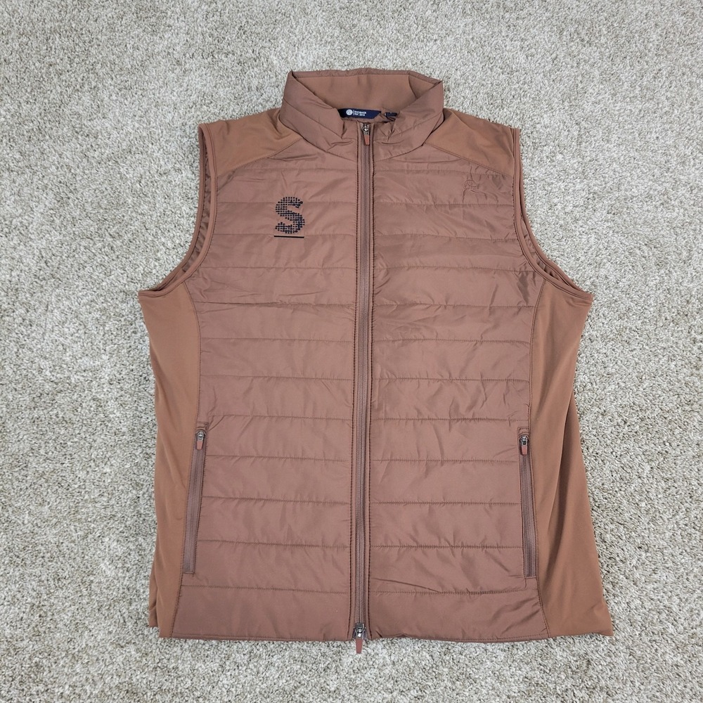 Rhoback‎ Mens Large Solid Brown Full Zip Quilted Puffer Vest